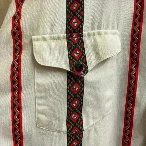Vintage Old El Paso Tribal Aztec WESTERN Striped Shirt Long Sleeve Button Down - Picture 12 of 15
